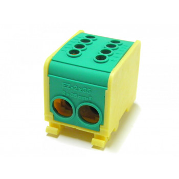 Distribuční blok DTB 2×35 žluto-zelený