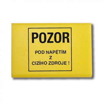 Krytka RSA 4 A pro 5 svornic (žlutá - text POD NAPĚTÍM Z CIZÍHO ZDROJE)