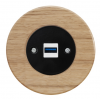 Zásuvka komunikačná USB KOMPLET Kryt zásuvky čierny Rám: DREVO - dub svetlý