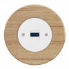 Zásuvka komunikačná USB/nabíjačka KOMPLET Kryt zásuvky biely Rám: DREVO - dub svetlý