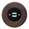 Zásuvka komunikačná USB KOMPLET Kryt zásuvky čierny Rám: DREVO - dub tmavý