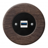 Zásuvka komunikačná USB/nabíjačka KOMPLET Kryt zásuvky čierny Rám: DREVO - dub tmavý