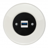 Zásuvka komunikačná USB KOMPLET Kryt zásuvky čierny Rám: KERAMIKA - biela