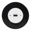 Zásuvka komunikačná USB/nabíjačka KOMPLET Kryt zásuvky biely Rám: KERAMIKA - čierna